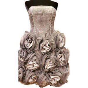 Luxury Designer Couture Wedding Evening Cocktail Runway Flowers Roses Dress Gown